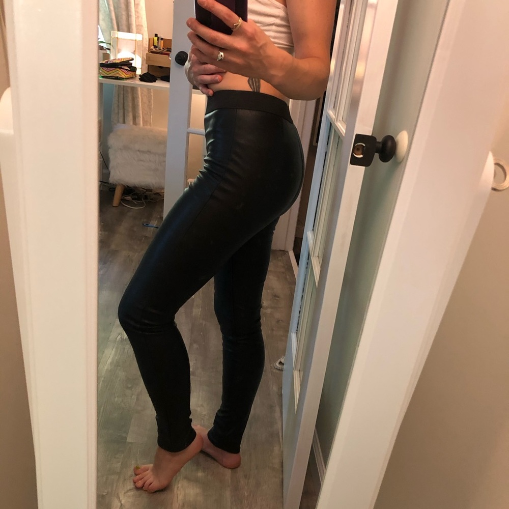 H&M black fake leather dress leggings size 1